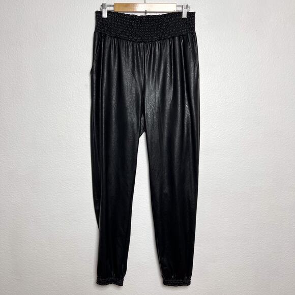 Commando Black Faux Leather Joggers Size Large - Picture 2 of 10